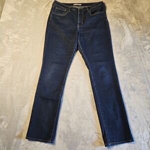 Levis 724 High Rise Straight Jeans Womens 31x32 Dark Blue Denim